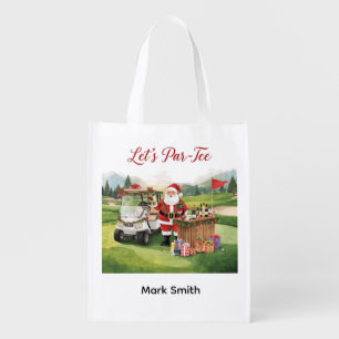 Golf Christmas Let’s Par tee with Santa Claus Grocery Bag