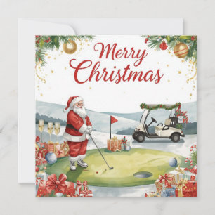 Golf Christmas  Let’s Par tee with Santa Claus   Holiday Card