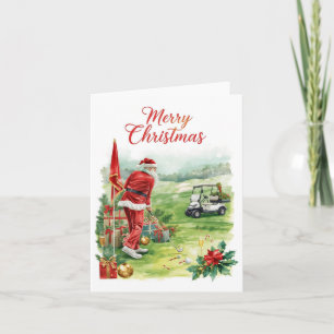 Golf Christmas  Let’s Par tee with Santa Claus   Holiday Card