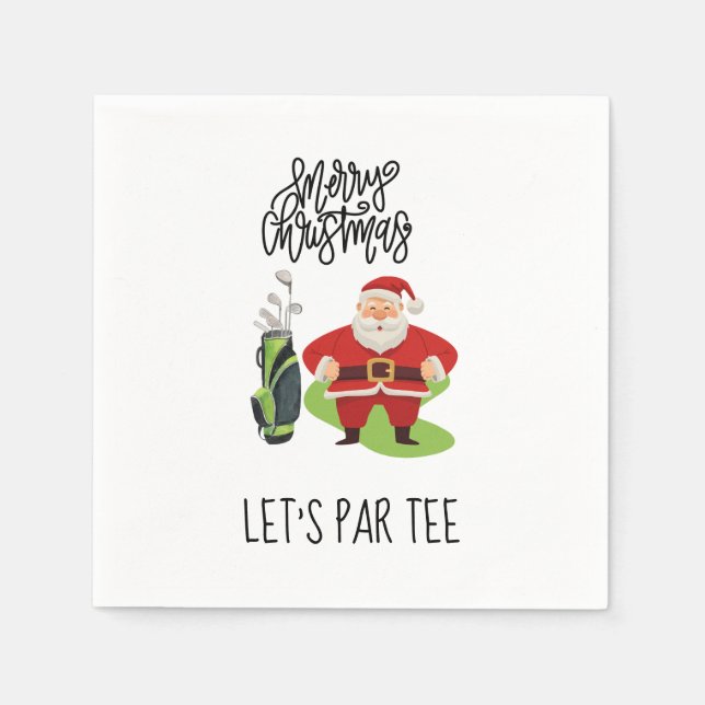 Golf Christmas Let’s Par tee  with Santa Claus  Napkins (Front)