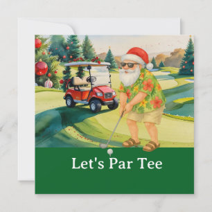 Golf Christmas Let’s Par tee with Santa golfing Invitation