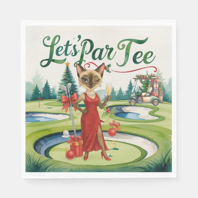 Golf Christmas Let's Par Tee for Golfer party  Napkins (Front)