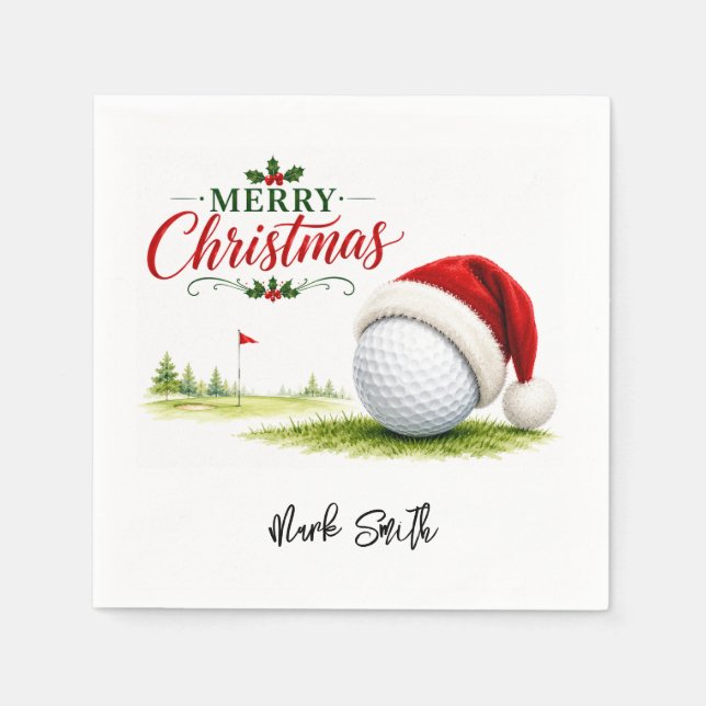 Golf Christmas Let's Par Tee Napkins (Front)