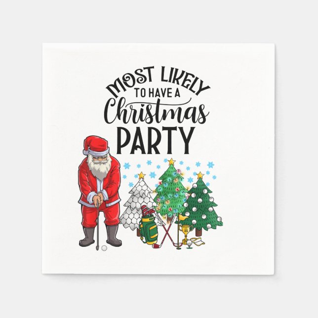 Golf Christmas Most likely to have Christmas Party Napkins (Front)