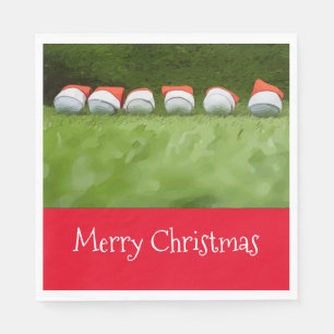Golf Christmas Napkin with golf ball and Santa Hat