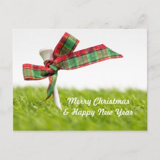 Golf Christmas  & New year with golf ball and pine Postcard