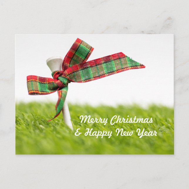 Golf Christmas  & New year with golf ball and pine Postcard (Front)