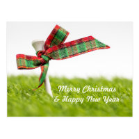 Golf Christmas & New year with golf ball and pine Postcard