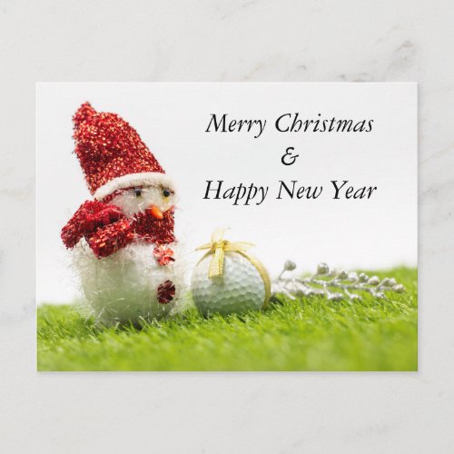 Golf Christmas  New year with golf ball  Snowman Postcard