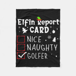 Golf Christmas Nice Naughty Funny Xmas List Golfer Fleece Blanket