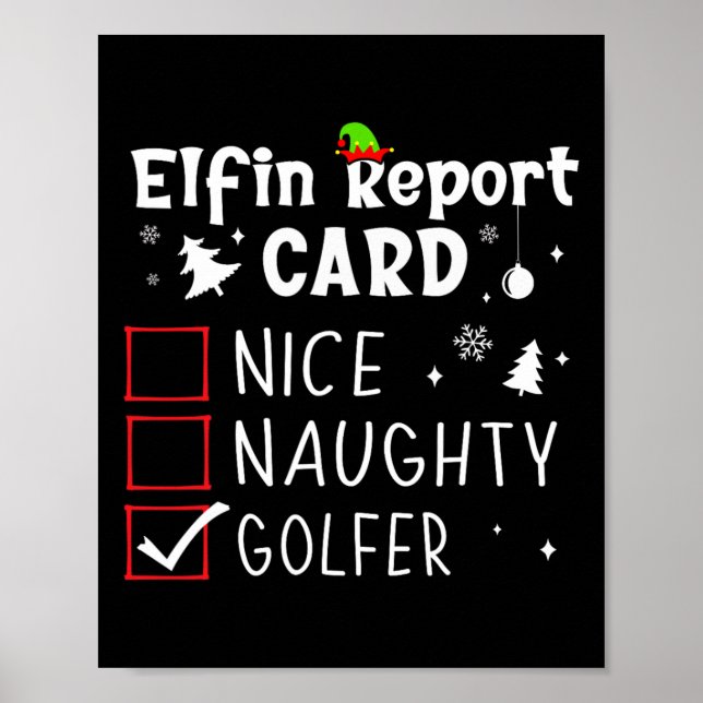 Golf Christmas Nice Naughty Funny Xmas List Golfer Poster (Front)