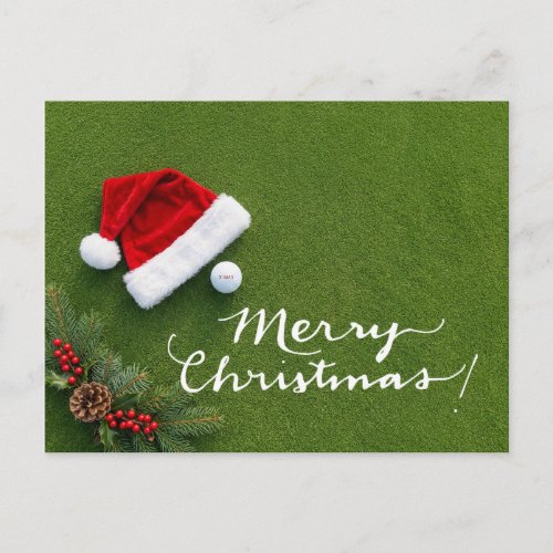 Golf Christmas on Putting Green Merry Christmas  Holiday Postcard