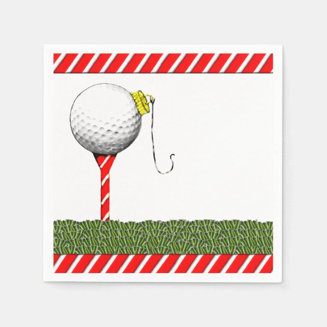 Golf Christmas Paper Napkins (Front)