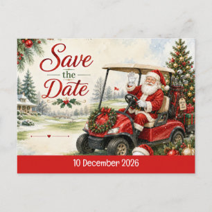 Golf Christmas Par tee party with Santa Claus Postcard