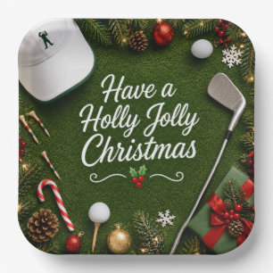 Golf Christmas Party for golfer Paper Plates