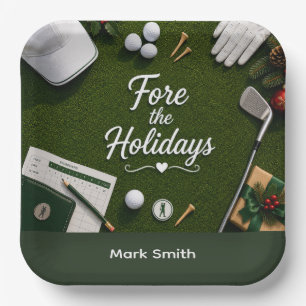 Golf Christmas Party for golfer Paper Plates