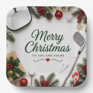 Golf Christmas Party for golfer Paper Plates
