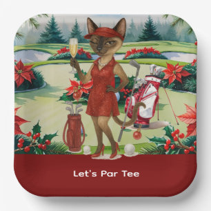 Golf Christmas Party for Woman Golfer Paper Plates