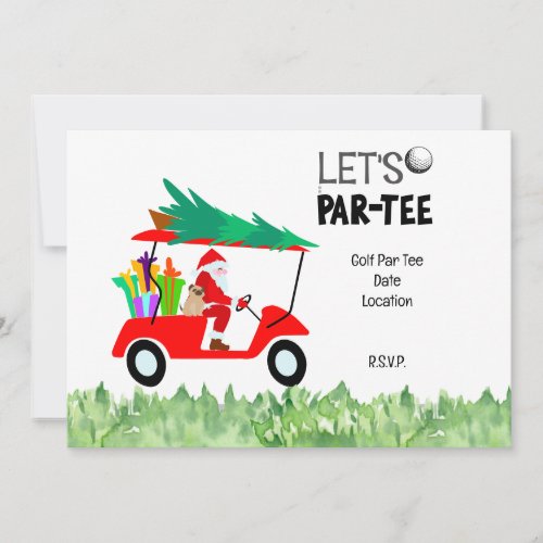 Golf Christmas Party invitation with Santa Claus