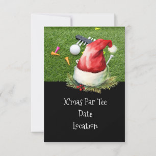 Golf Christmas Party Invitation with Santa Hat