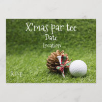 Golf Christmas Party Par tee with golf ball Invitation