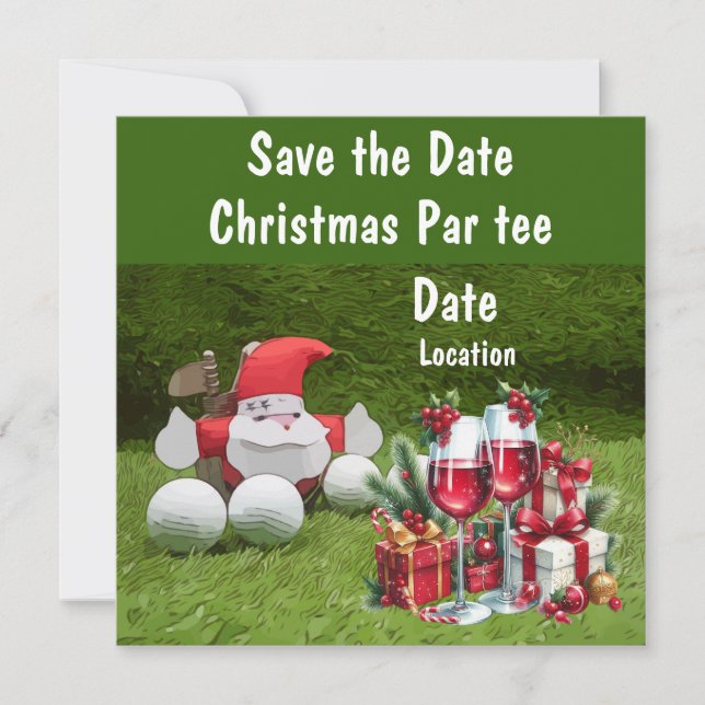 Golf Christmas Party save the date with Santa (Front)