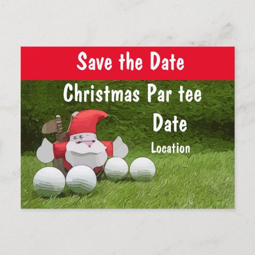 Golf Christmas Party save the date with Santa Postcard