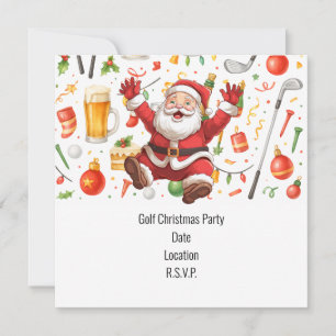 Golf Christmas Party themed with Santa Claus Invitation