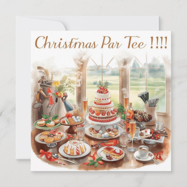 Golf Christmas Party with Golf Course Background Invitation (Front)
