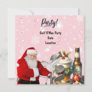 Golf Christmas party with Santa Claus on Pink Save The Date