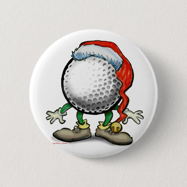Golf Christmas Pinback Button (Front)