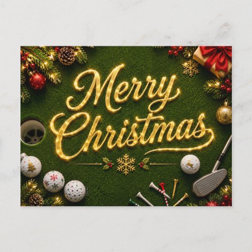 Golf Christmas Putting Green Greeting Card