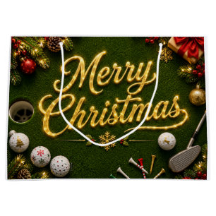 Golf Christmas Putting Green Greeting Card Large Gift Bag