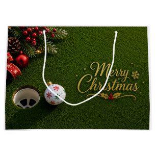 Golf Christmas Putting Green Greeting Card Large Gift Bag