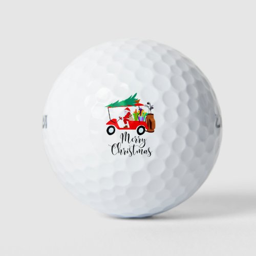 Golf christmas Santa Claus riding golf cart golfer Golf Balls