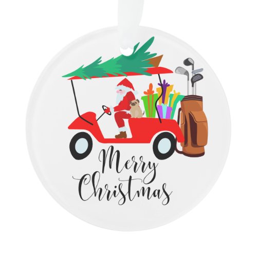 Golf christmas Santa Claus riding golf cart golfer Ornament