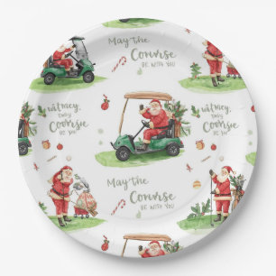 Golf Christmas Santa Golfer May Course be with you Paper Plates