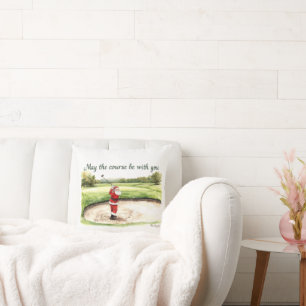 Golf Christmas Santa May the course be with you  Throw Pillow