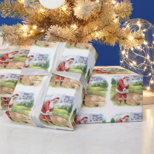 Golf Christmas Santa May the course be with you Wrapping Paper