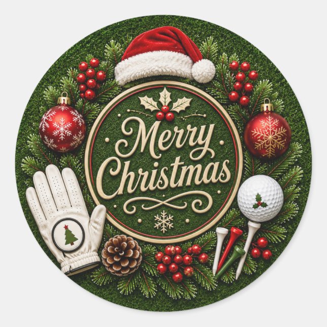 Golf Christmas Sticker (Front)
