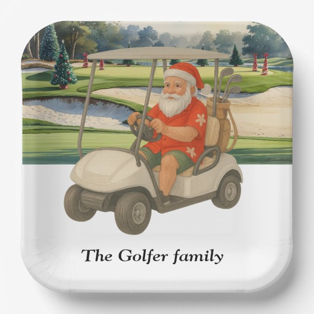 Golf Christmas Summer July Hawaii golfing themed  Paper Plates (Front)