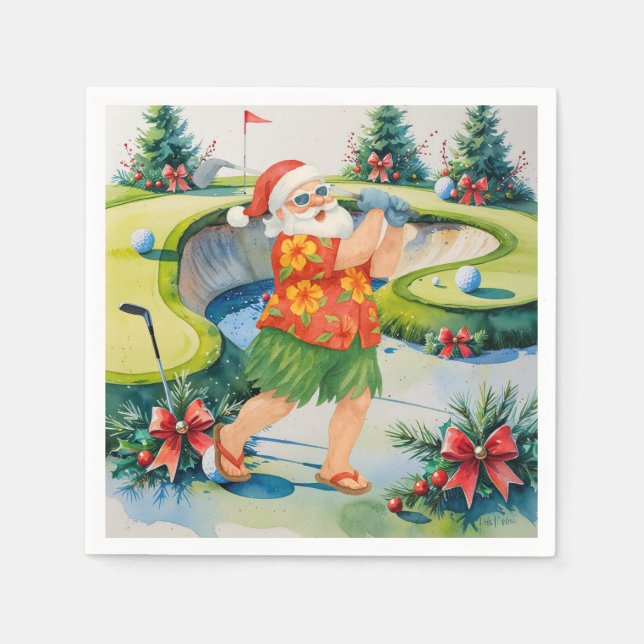 Golf Christmas Summer July Hawaii themed  Napkins (Front)