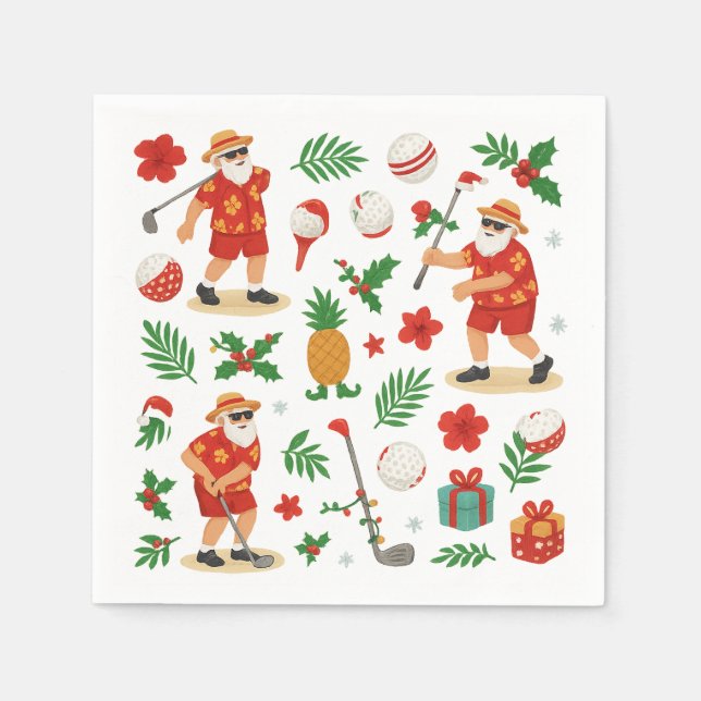 Golf Christmas Summer July Hawaii themed  Napkins (Front)
