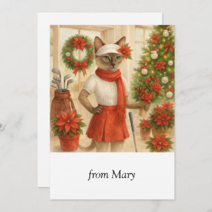 Golf Christmas themed for Cat Golfer Holiday Card