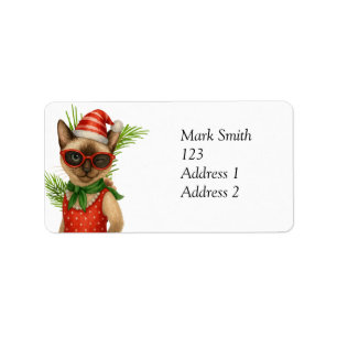 Golf Christmas themed for Cat Lover Golfer Golfing Label