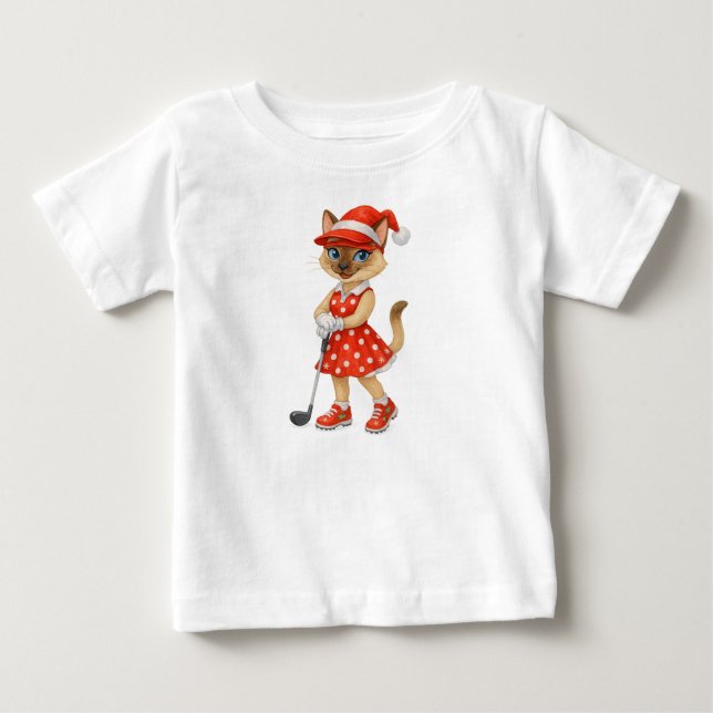 Golf Christmas themed for Cat Lovers Baby T-Shirt (Front)