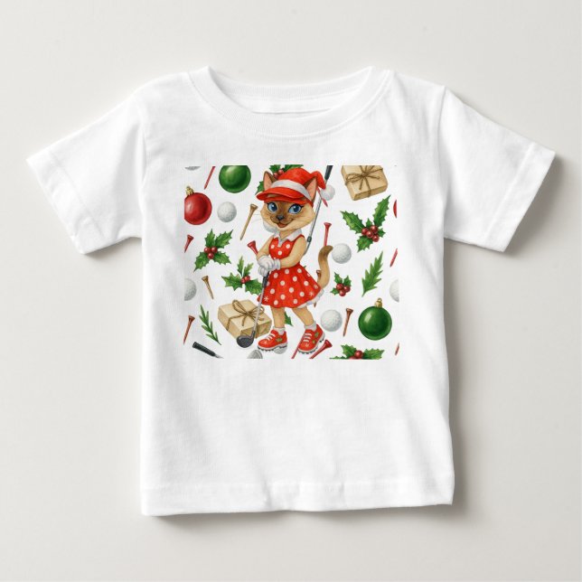 Golf Christmas themed for Cat Lovers Baby T-Shirt (Front)