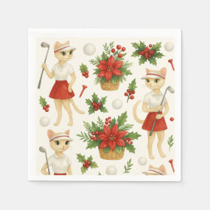 Golf Christmas themed for Cat woman Golfer Napkins
