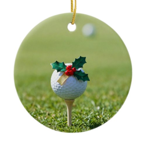 Golf Christmas themed for Christmas Ceramic Ornament
