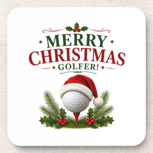 Golf Christmas themed for golfer Beverage Coaster